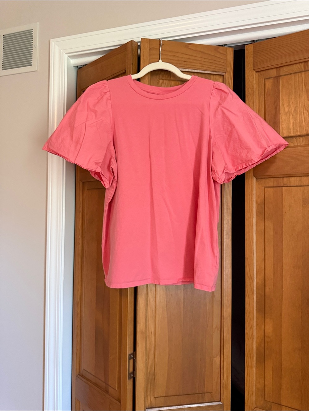 a new day Pink Puff Sleeve Crewneck Tee